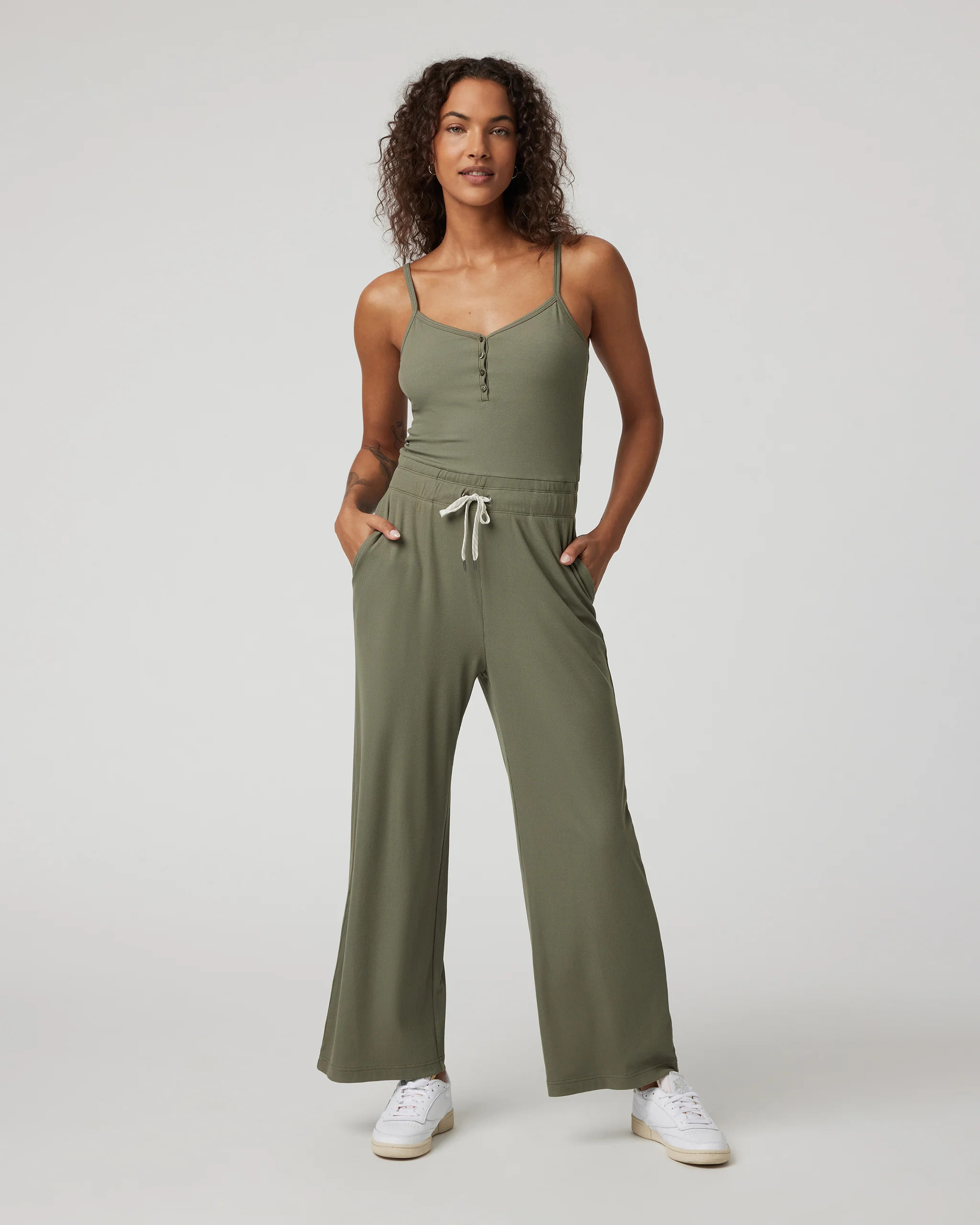Pose Henley Jumpsuit | Dark Metal Fitted Jumpsuit | Vuori | Vuori Clothing (US & Canada)