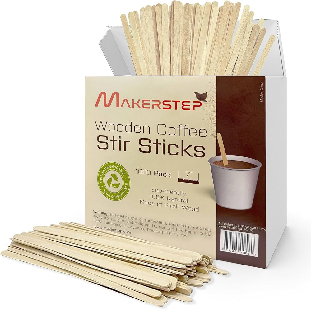 Makerstep Birch Wood Coffee Stirrers, 7 Inch Coffee Stir Sticks (1000 Pack) Eco-friendly, Sturdy ... | Amazon (US)