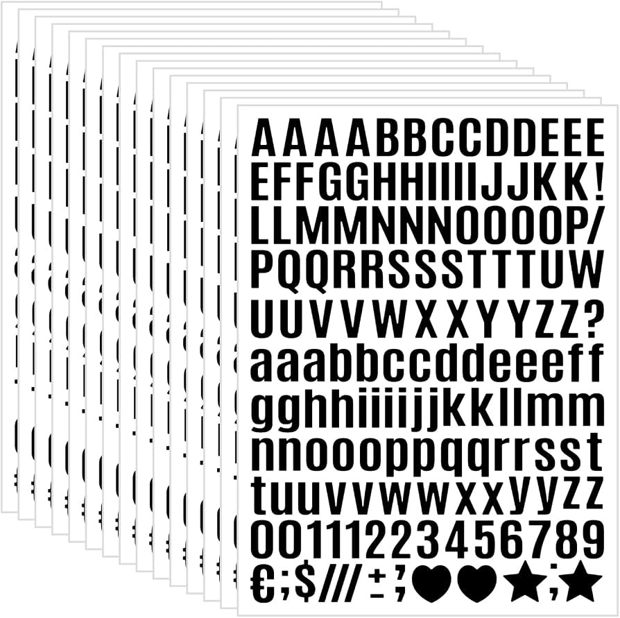 15 Sheet Small Letter Stickers - 1/2 Inch Black Vinyl Self Adhesive Alphabet Number Stickers Stic... | Amazon (US)