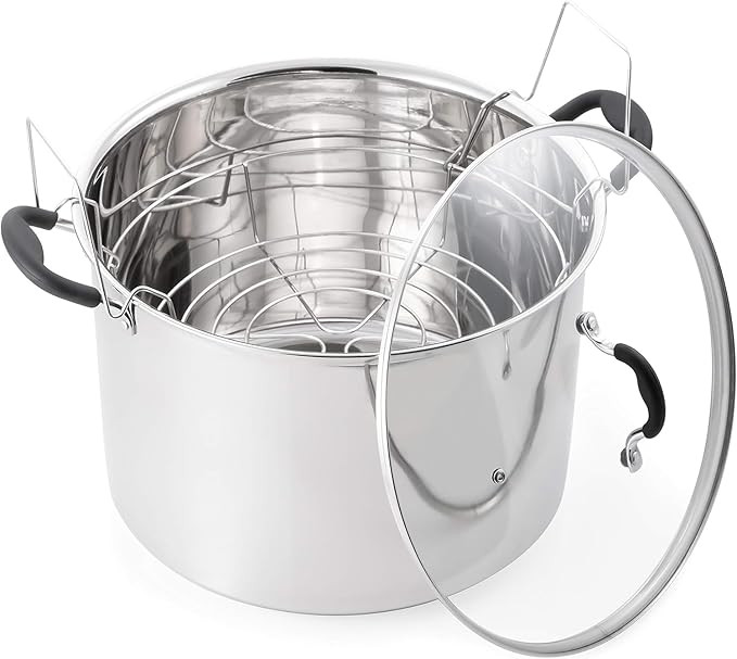 Water Bath Canner with Glass Lid, Induction Capable, 21.5Qt, Stainless Steel Model #638 | Amazon (US)