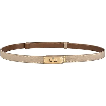 Women Skinny Leather Belt Solid Color Alloy Turn Lock Adjustable Waistband for Dresses Jeans Coat... | Amazon (US)