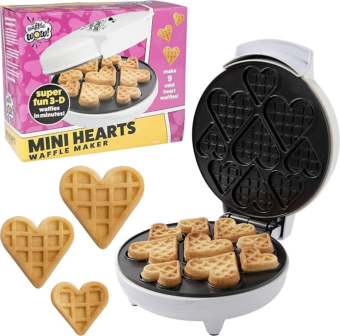 Mini Hearts Waffle Maker - Create 9 Heart Shaped Waffles or Pancakes with Electric, Nonstick Waffler | Amazon (US)