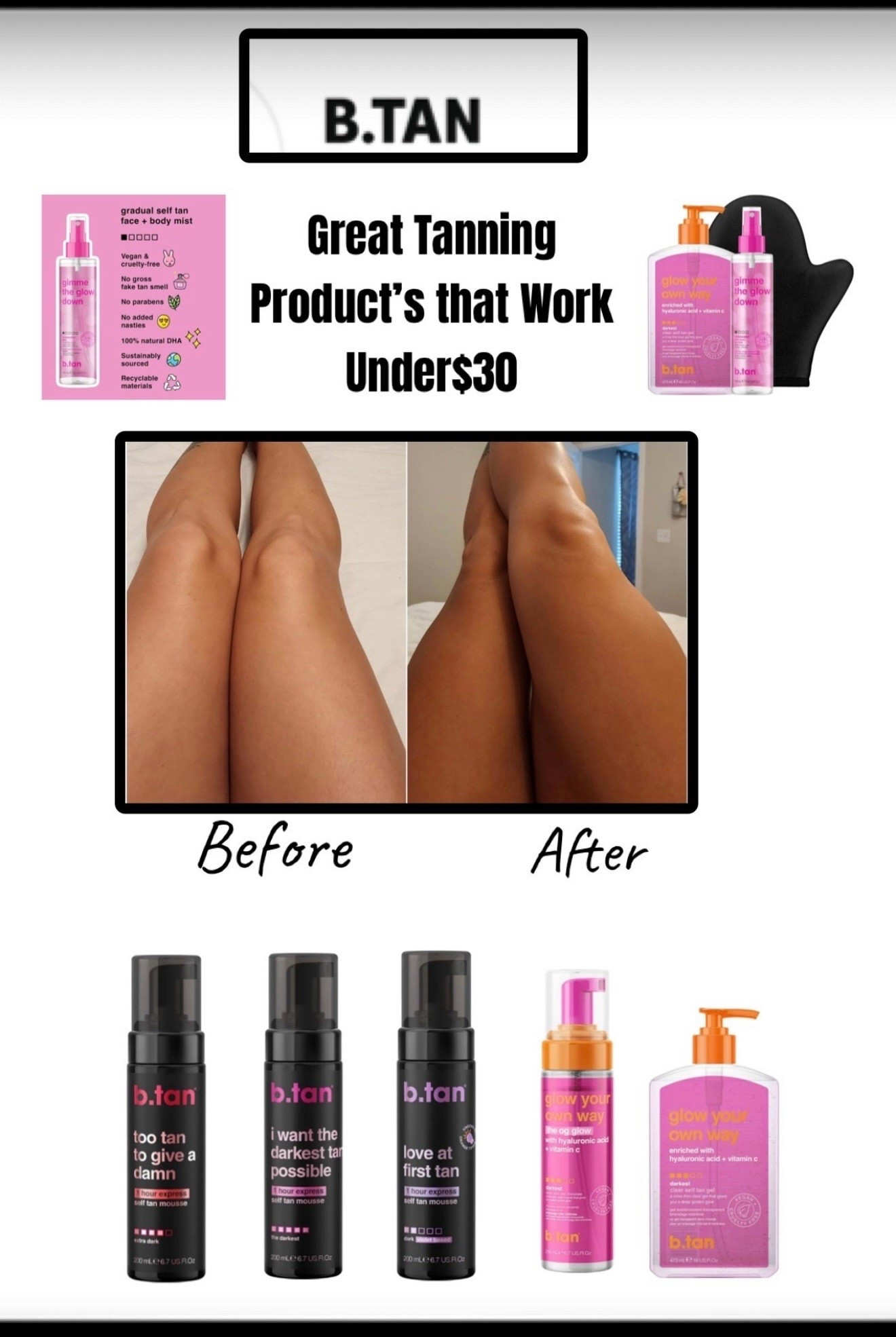Get that deep golden glow without spending a fortune ☀️🤎 b.tan gives amazing results for a price your wallet will love ✨