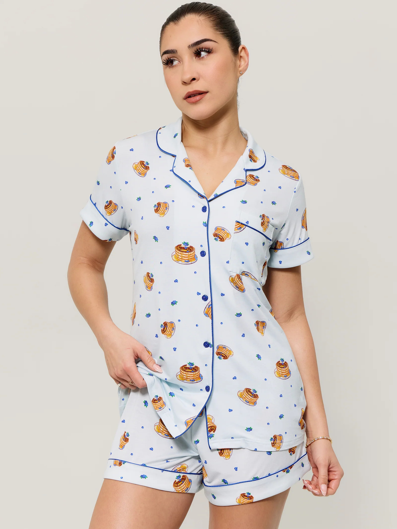 Pajama Shorts Set - Pancake Print | Buffbunny Collection