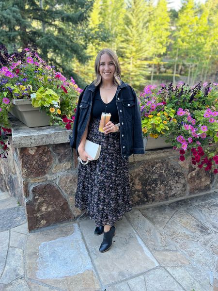 Favorite black jean jacket and classic black v-neck bodysuit. Love this style outfit for summer/fall transition
(Skirt and boots are old- purse can’t link)

#LTKFind #LTKmidsize #LTKstyletip