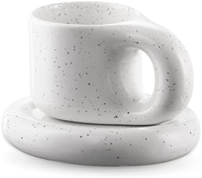 AVAFORT Simple Style Coffee Mug Nordic Style with Saucer (White with Speckle) | Amazon (US)