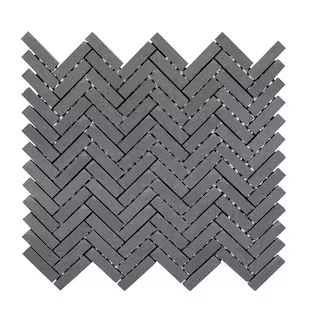 Jeffrey Court Basalt Herringbone Gray 10 in. x 10.75 in Honed Basalt Wall and Floor Mosaic Tile (... | The Home Depot