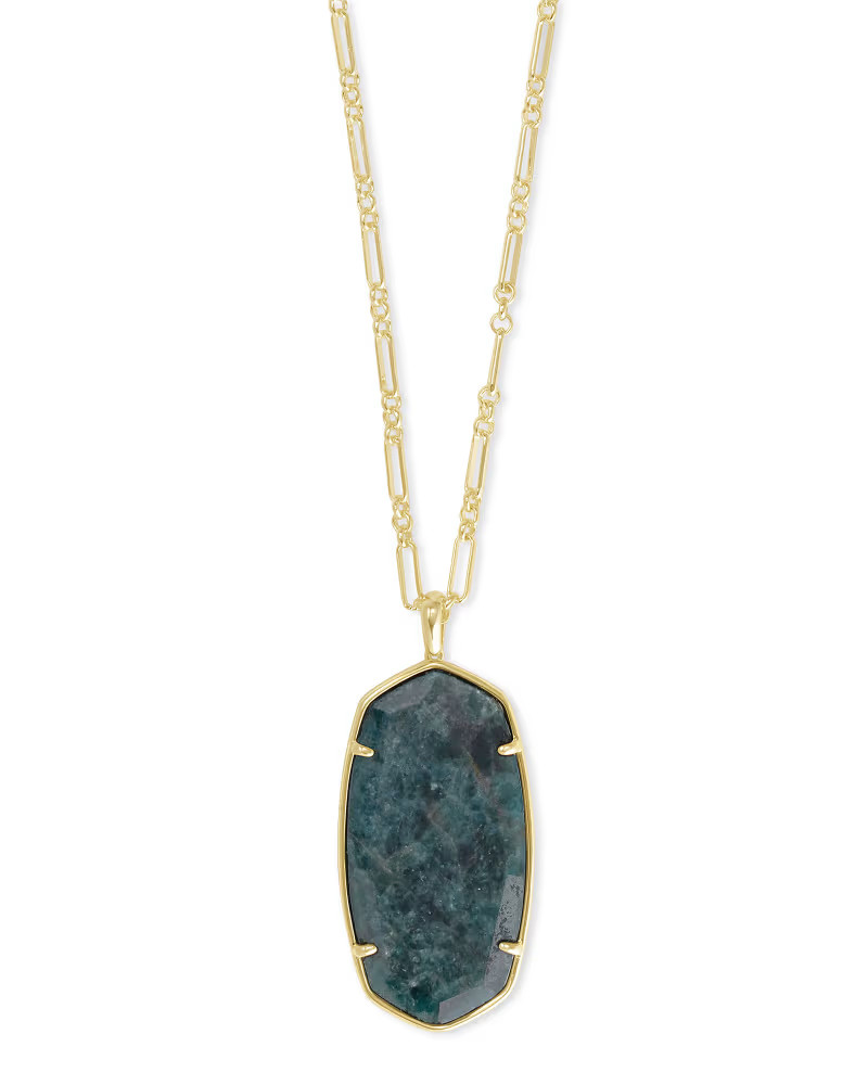 Faceted Reid Gold Long Pendant Necklace in Green Apatite | Kendra Scott