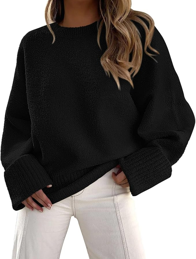 PRETTYGARDEN Women's Fall Oversized Sweaters Casual Crewneck Pullover Long Sleeve Fuzzy Chunky Kn... | Amazon (US)