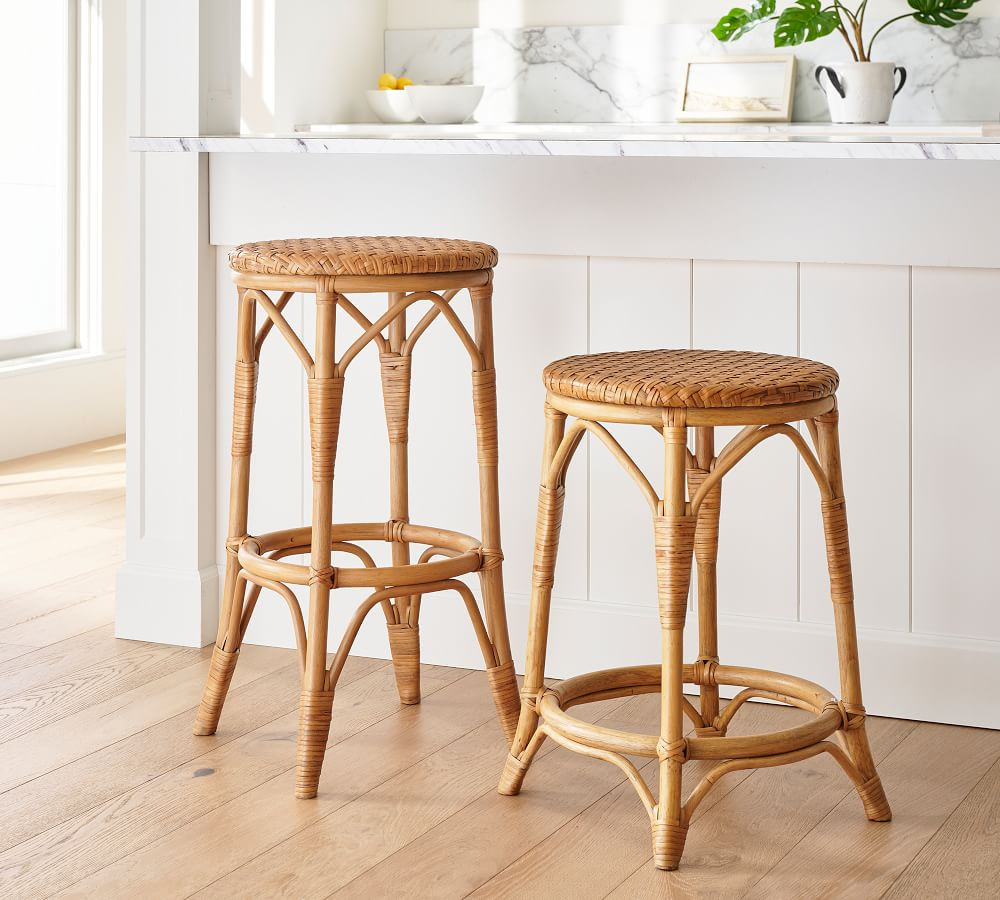 Parisian Woven Backless Bar & Counter Stools | Pottery Barn (US)