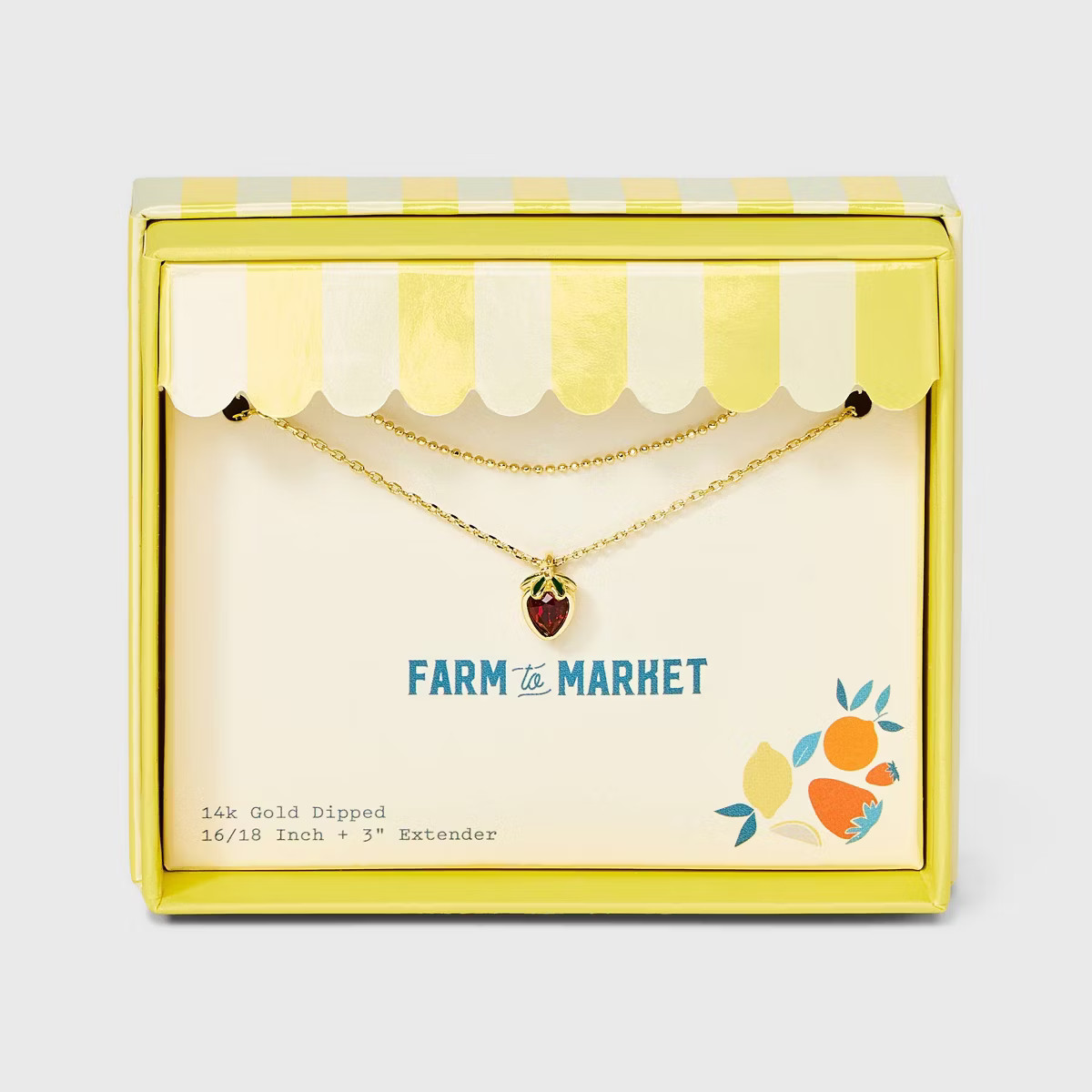 14K Gold Dipped Strawberry Multi-Strand Chain Necklace - A New Day™ Gold/Red | Target