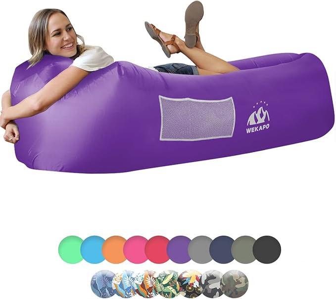 WEKAPO Inflatable Couch Air Lounger Chair - Camping & Beach Accessories, Portable Blow up Sofa fo... | Amazon (US)