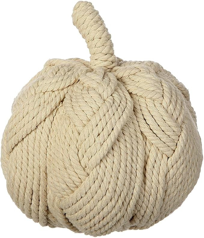 7.4" Hx7 W Artificial Rope Pumpkin -Beige (Pack of 4) | Amazon (US)