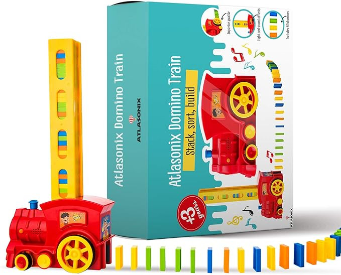 Domino Train Set - 80 Pcs. Fun and Colorful Train That Prepares Your Domino Rally Experience Quic... | Amazon (US)