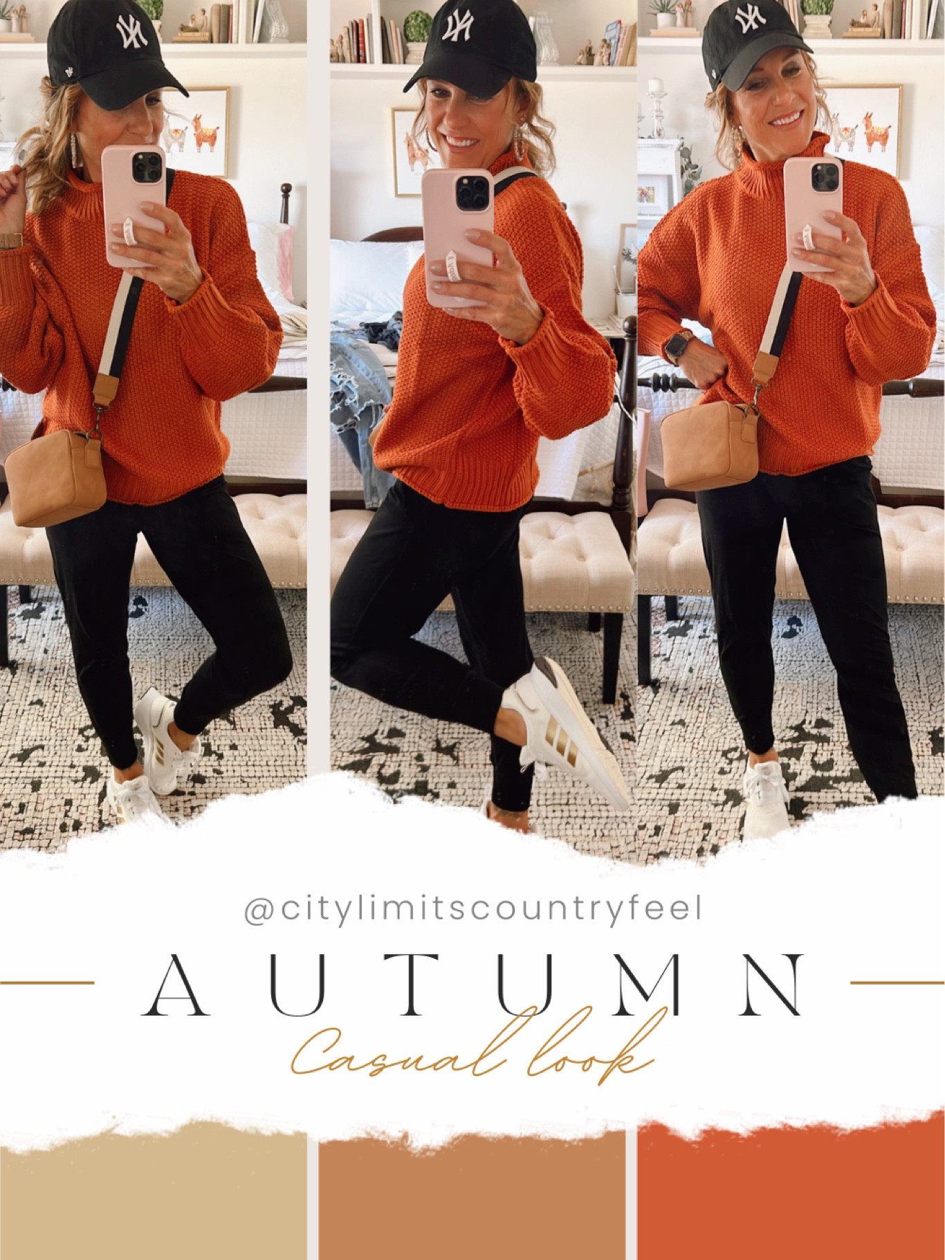 Fall outfit featuring this awesome chunky sweater and leggings. Adidas kicks and camera bag, works for all occasions. Size up 1 in sweater for my fit, I’m 5’8” 138 lbs. in size Large (usual size Med) best leggings/joggers out there! 

#LTKSeasonal #LTKstyletip #LTKshoecrush