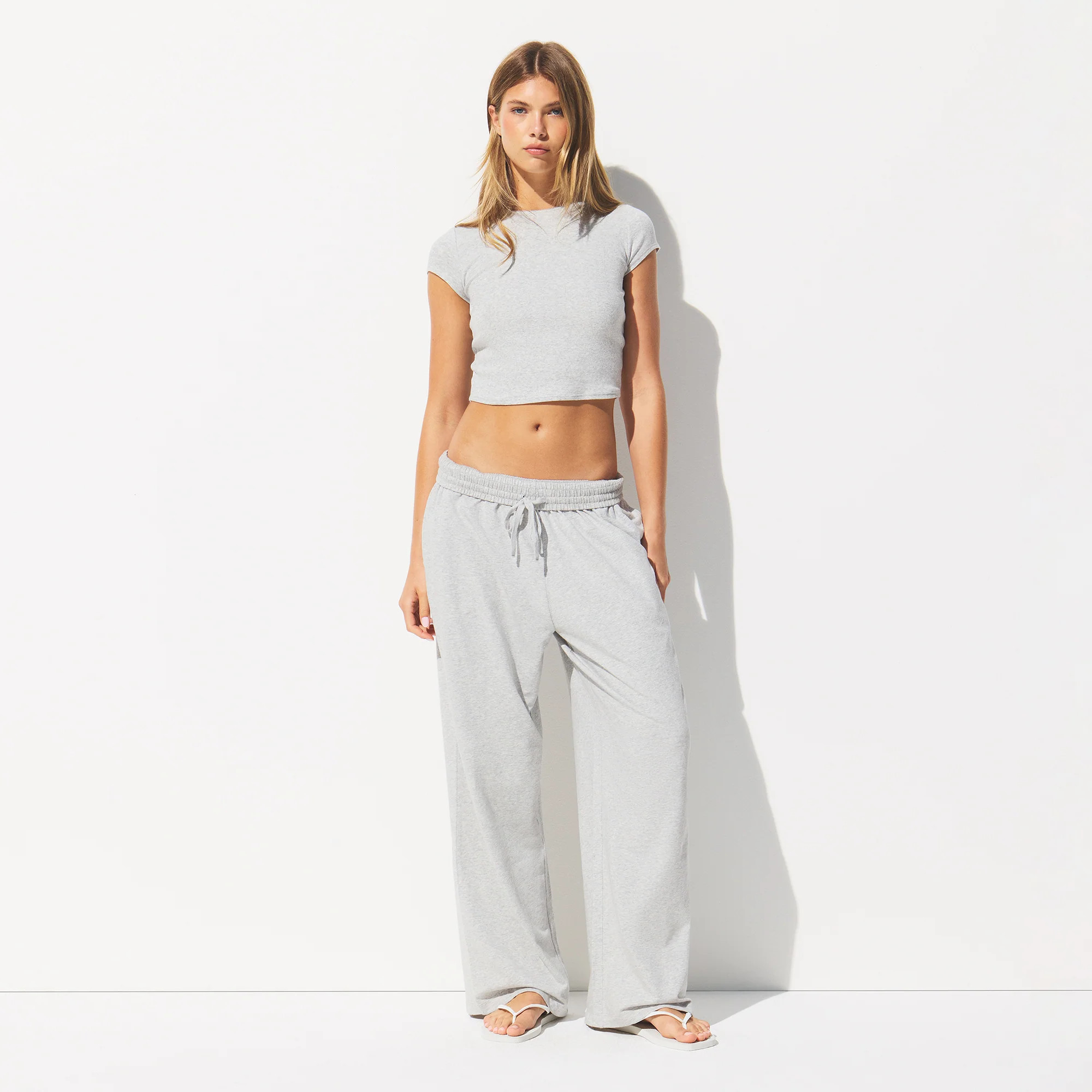 SKIMS Wide Leg Pants | Grey | Large | Cotton Jersey | SKIMS (US)