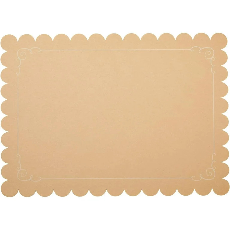 BZUEPRS 100 Pack Disposable Scalloped Kraft Paper Placemats for Dining Table, Party (Brown, 10x14... | Walmart (US)