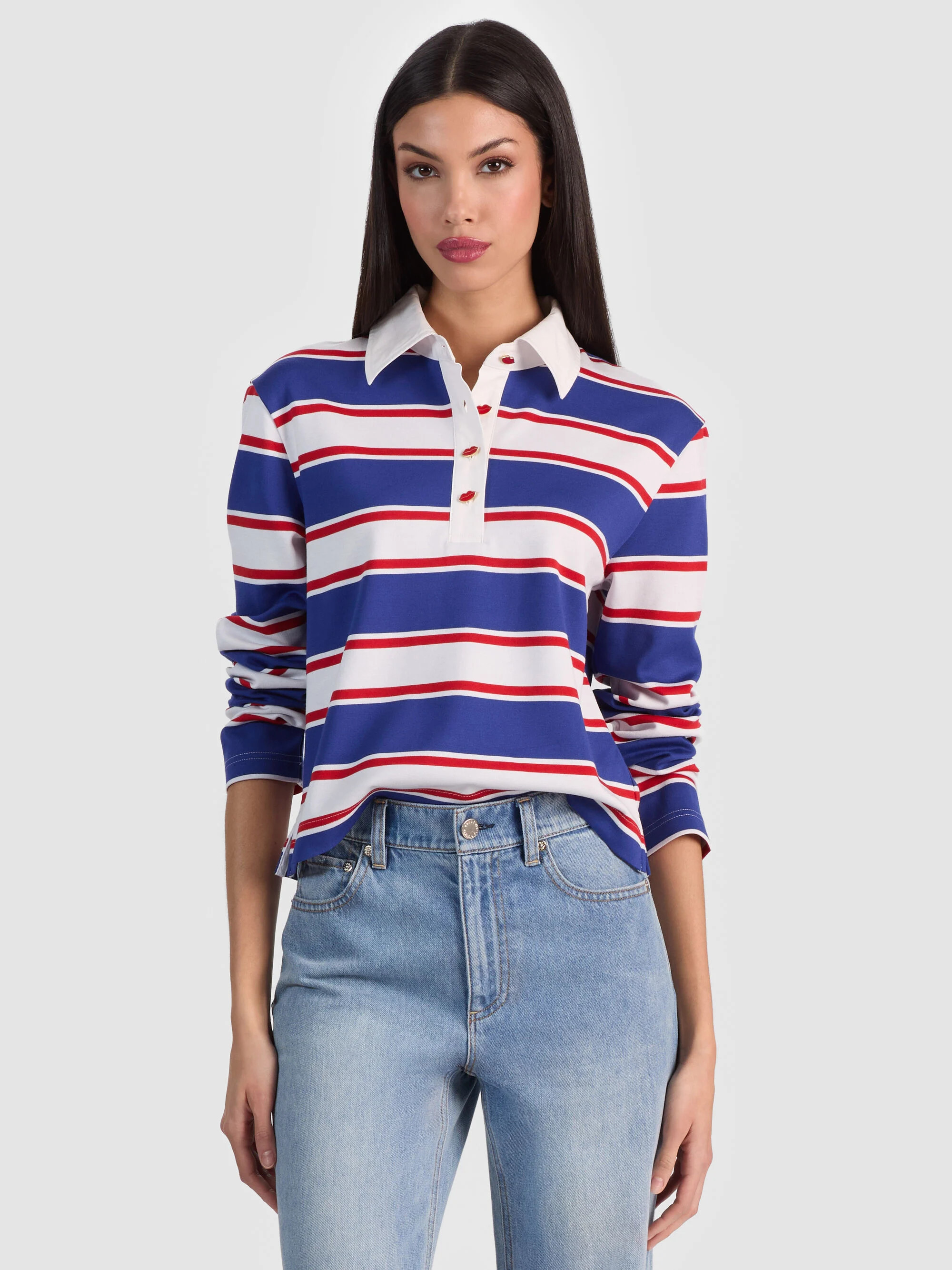 LYLE RUGBY POLO TOP | Alice + Olivia