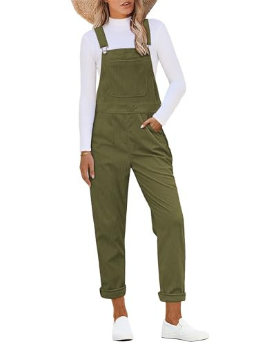 luvamia Corduroy Overalls for Women Adjustable Straps Fashion Bib Bib Overalls Green Overalls For Women Winter Moss Western Outfit For Women Size Medium Fits Size 8 / Size 10 | Amazon (US)