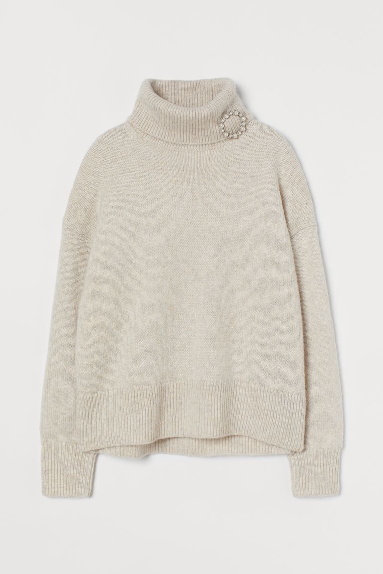 Turtleneck Sweater with Brooch | H&M (US)