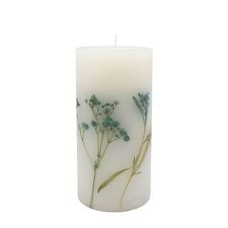 3" x 6" Blue Botanical Flower Embedded Scented Pillar Candle by Ashland® | Michaels Stores