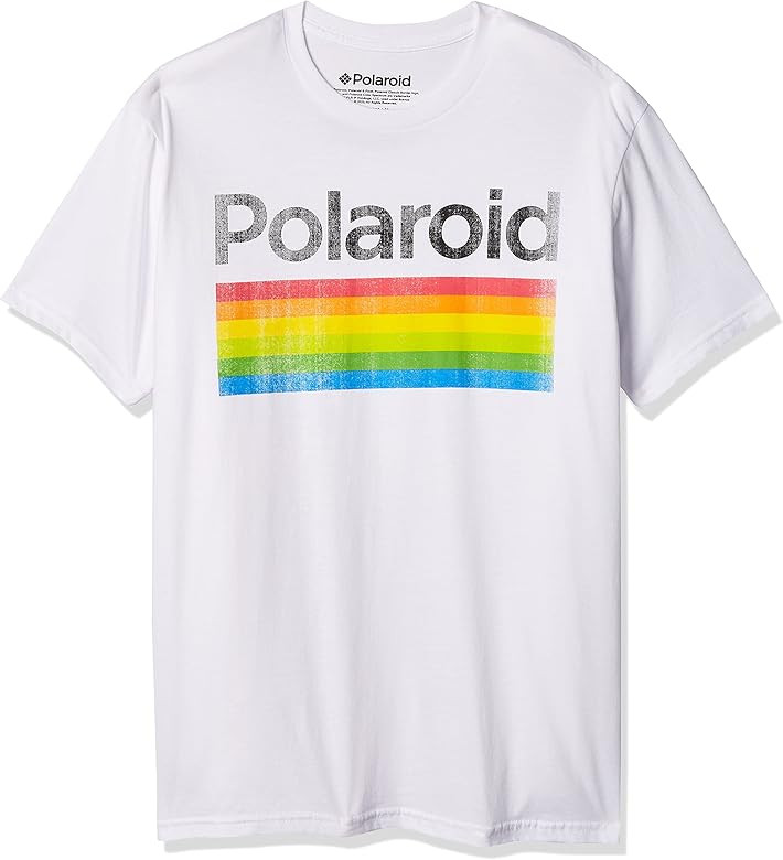 Polaroid Men's Classic Logo Vintage Style Rainbow T-Shirt | Amazon (US)