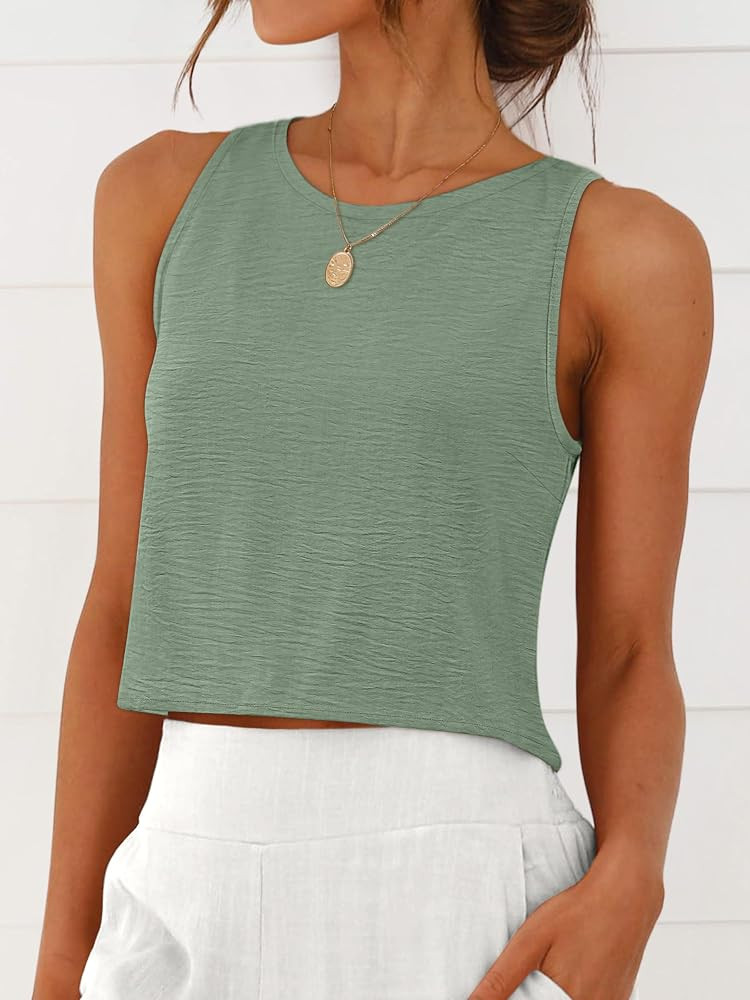 ANRABESS Women Crop Tank Tops High Neck Sleeveless Shirts 2026 Summer Outfits Casual Blouse Beach... | Amazon (US)
