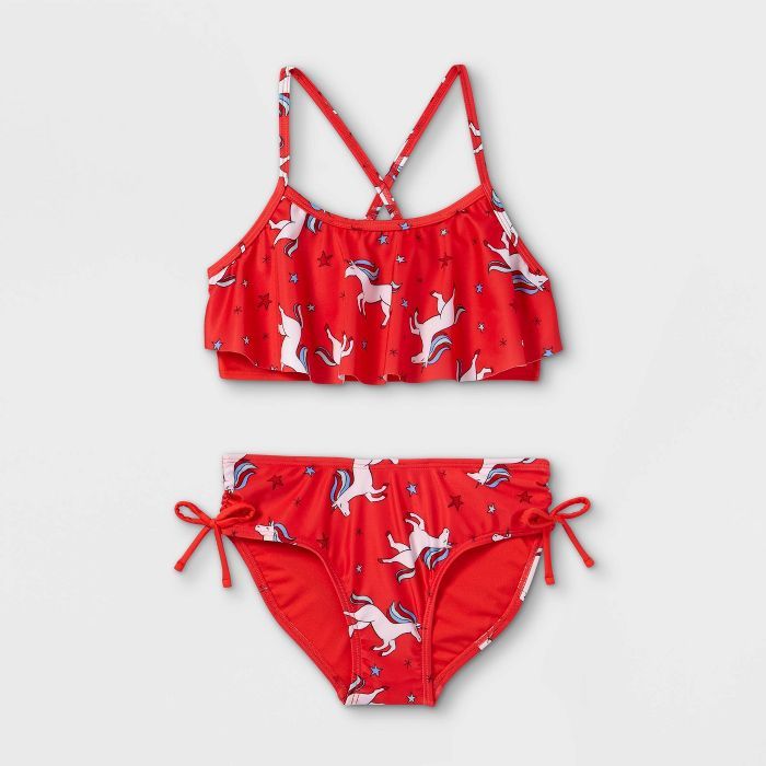 Girls' Americorn Print 2pc Bikini Set - Cat & Jack™ Red | Target
