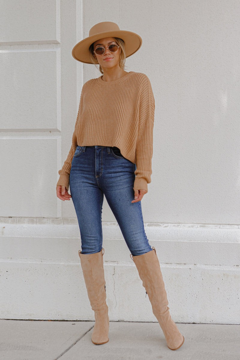 Come and Go Sweater in Camel | lauren nicole