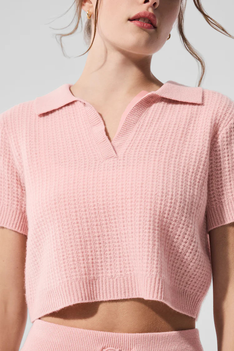 Cashmere Plush Waffle Polo Tee | Alo Yoga (US)