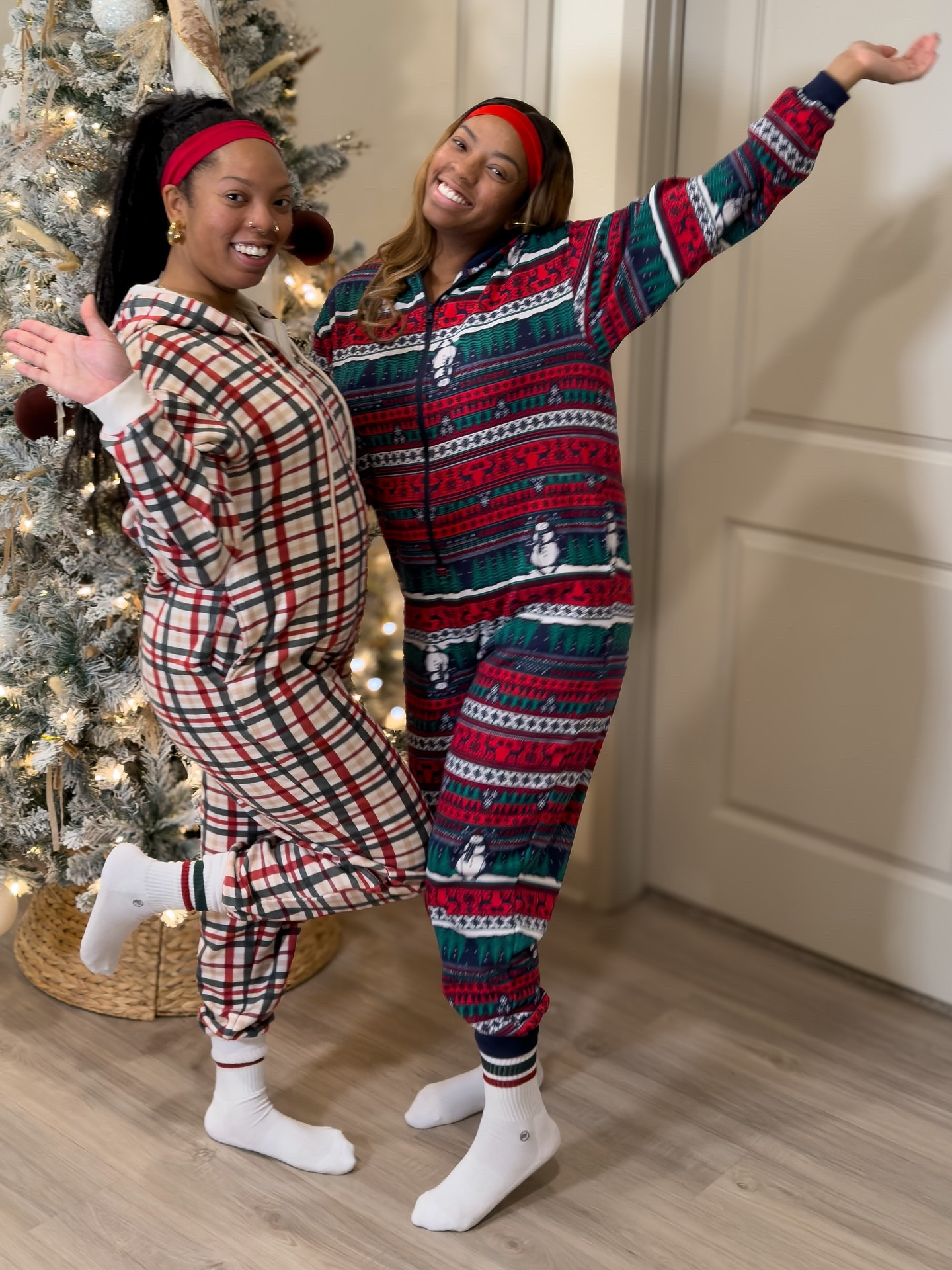 The twins for @fabletics holiday onesies! 

These are the most comfy, and as a VIP you get them for just $19. 

That’s honestly a steal with so many different options to choose from. 

#FableticsHolidayOnesies #fabletics #christmas #christmaspjs #dallasinfluencers #dallascreators