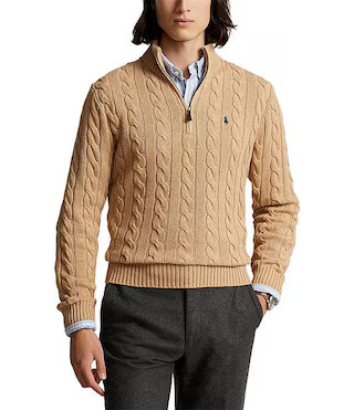Cable Knit Cotton Quarter-Zip Sweater | Dillard's