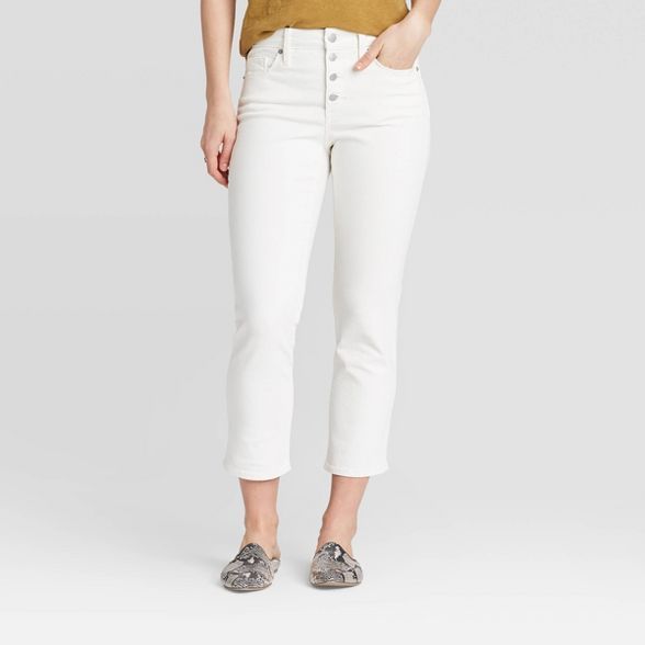 Women's High-Rise Straight Cropped Jeans - Universal Thread™ White | Target