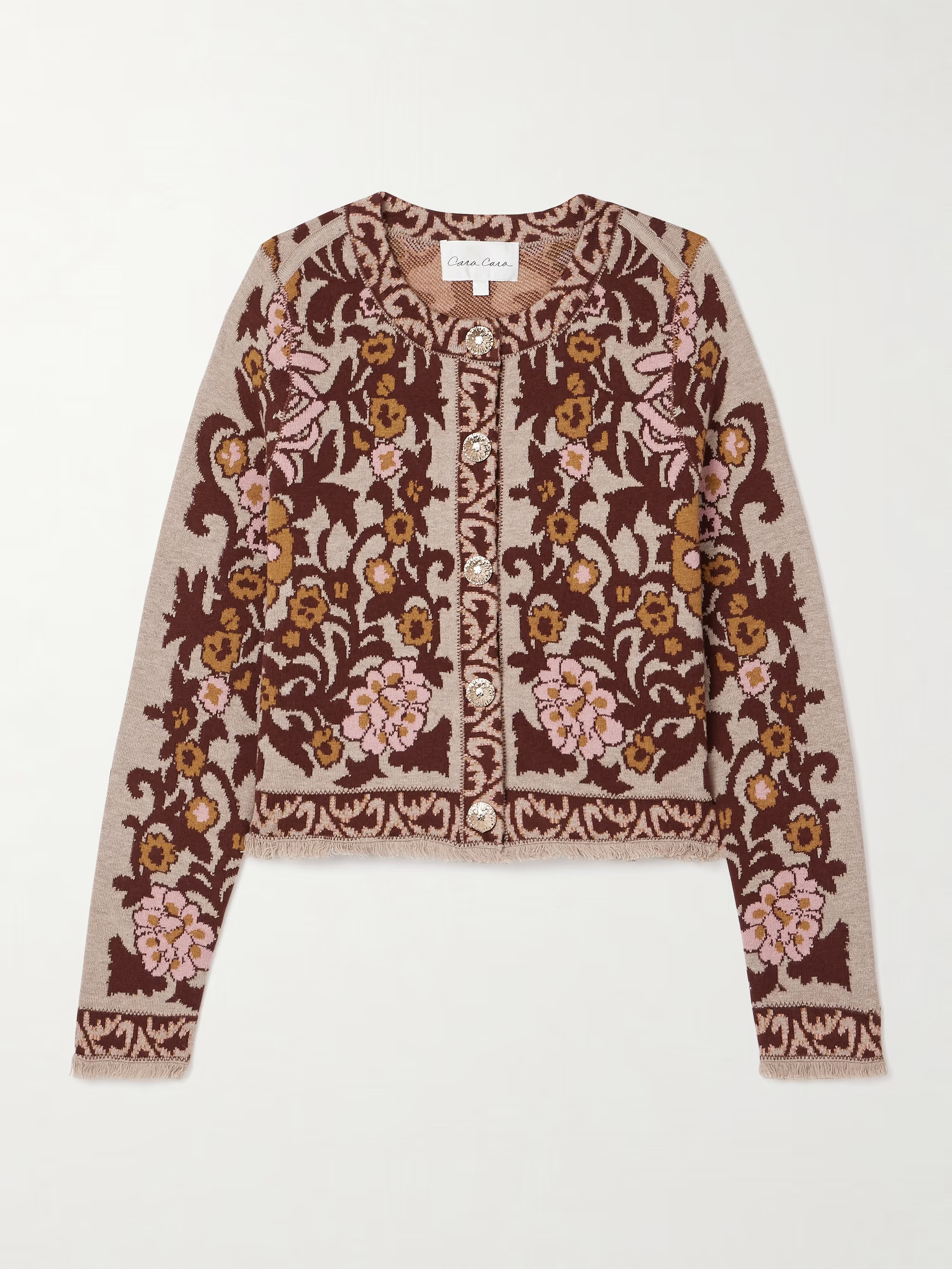 Livi frayed wool and cotton-blend jacquard-knit cardigan | NET-A-PORTER (US)