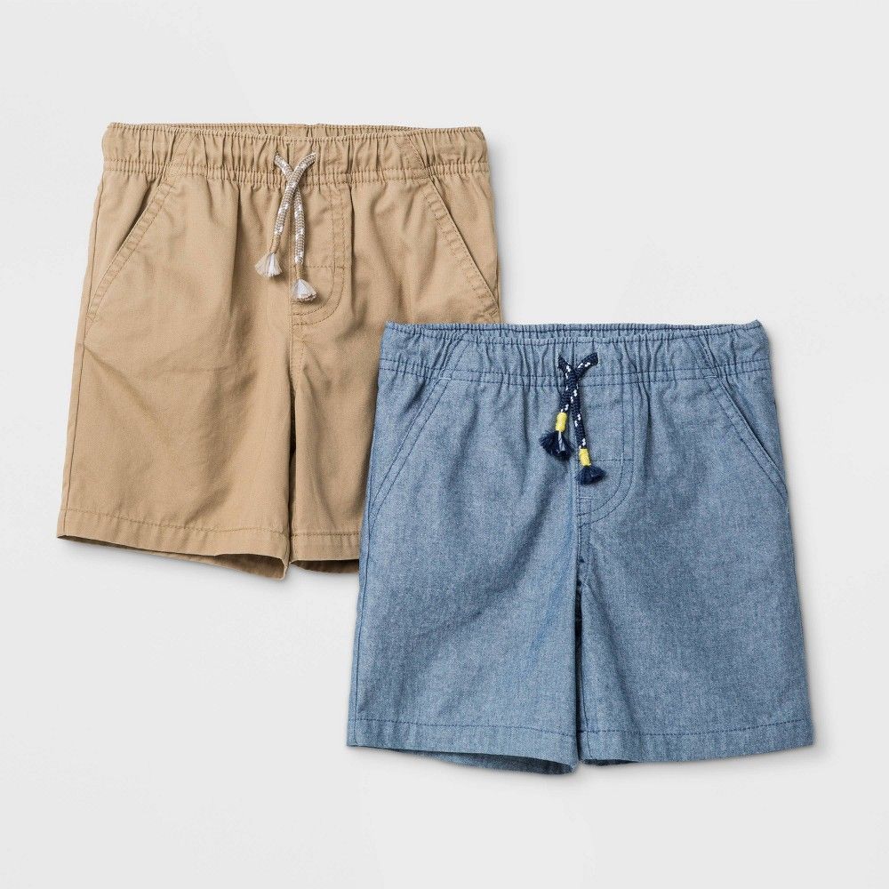 Toddler Boys' 2pk Woven Pull-On Shorts - Cat & Jack Tan/Blue 5T, Blue/Tan | Target