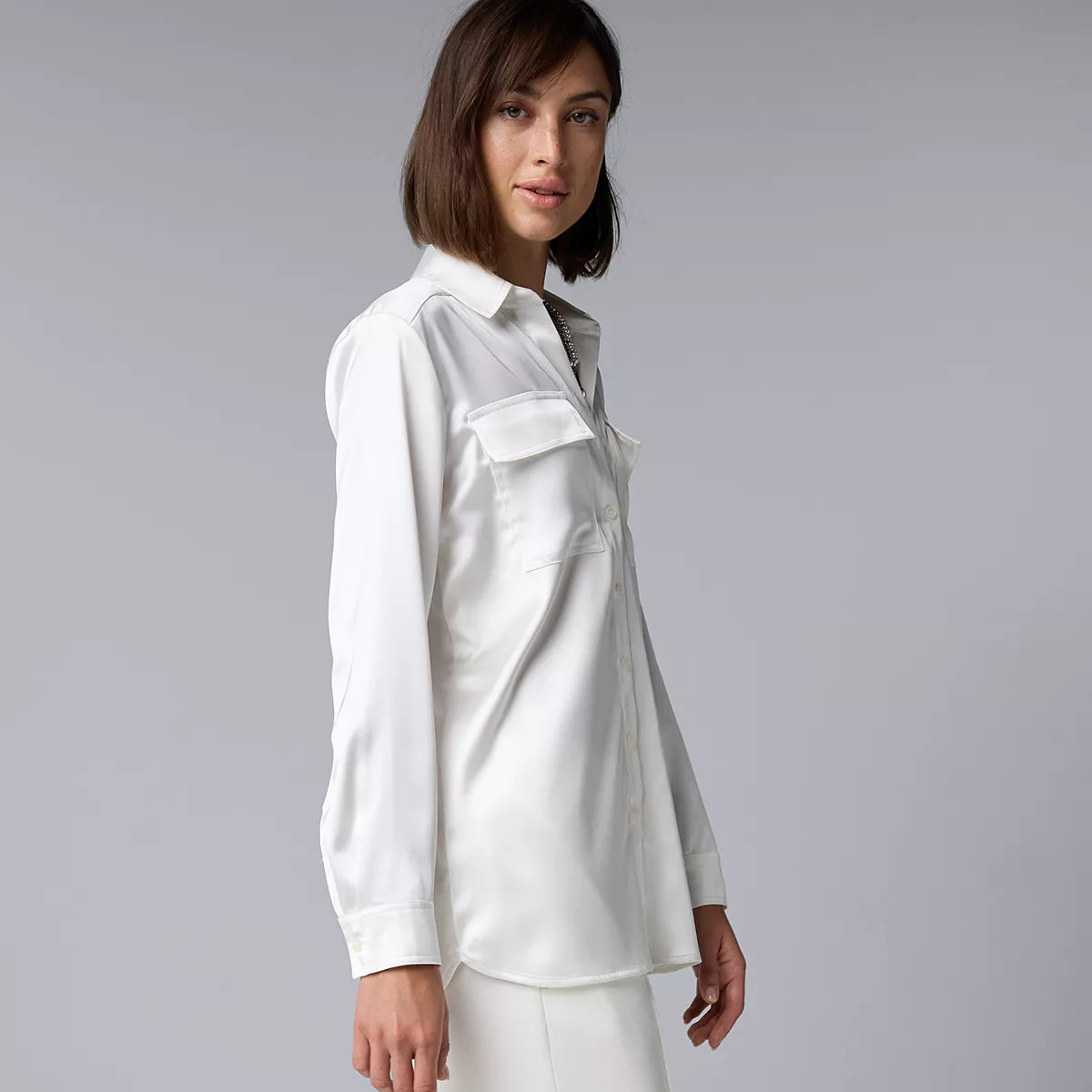 Women's Simply Vera Vera Wang Satin Utility Shirt | Kohl's