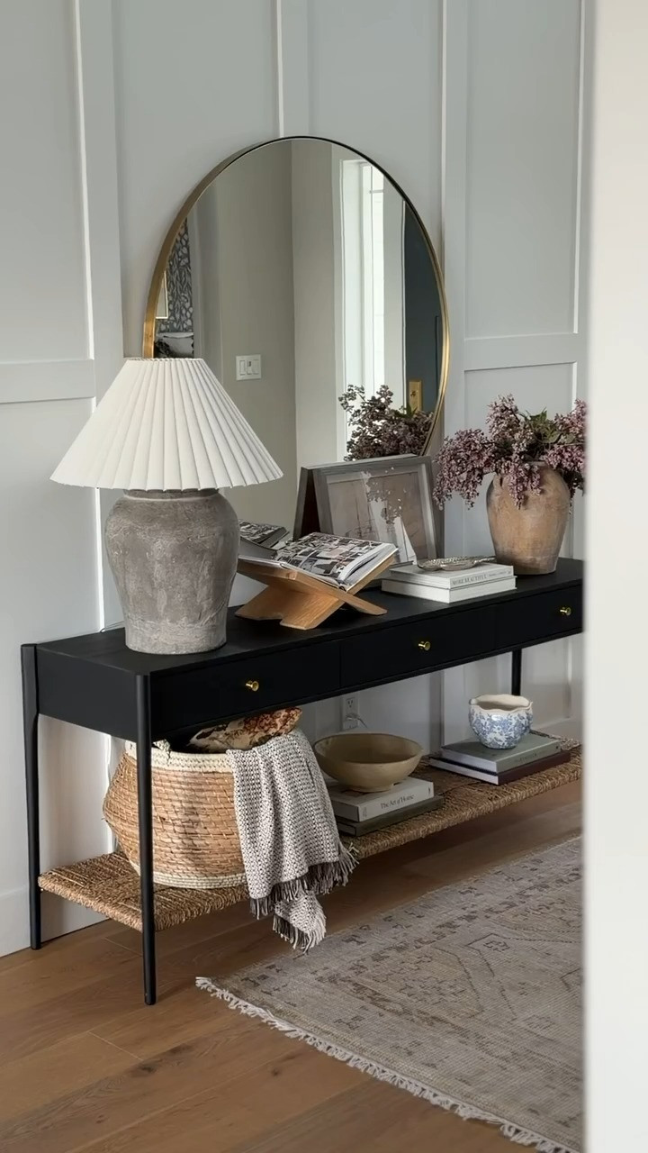 How or entryway is currently styled! I love switching around the decor on our console!

interior design, home decor, vase, basket 

 #LTKOver40 #LTKHome