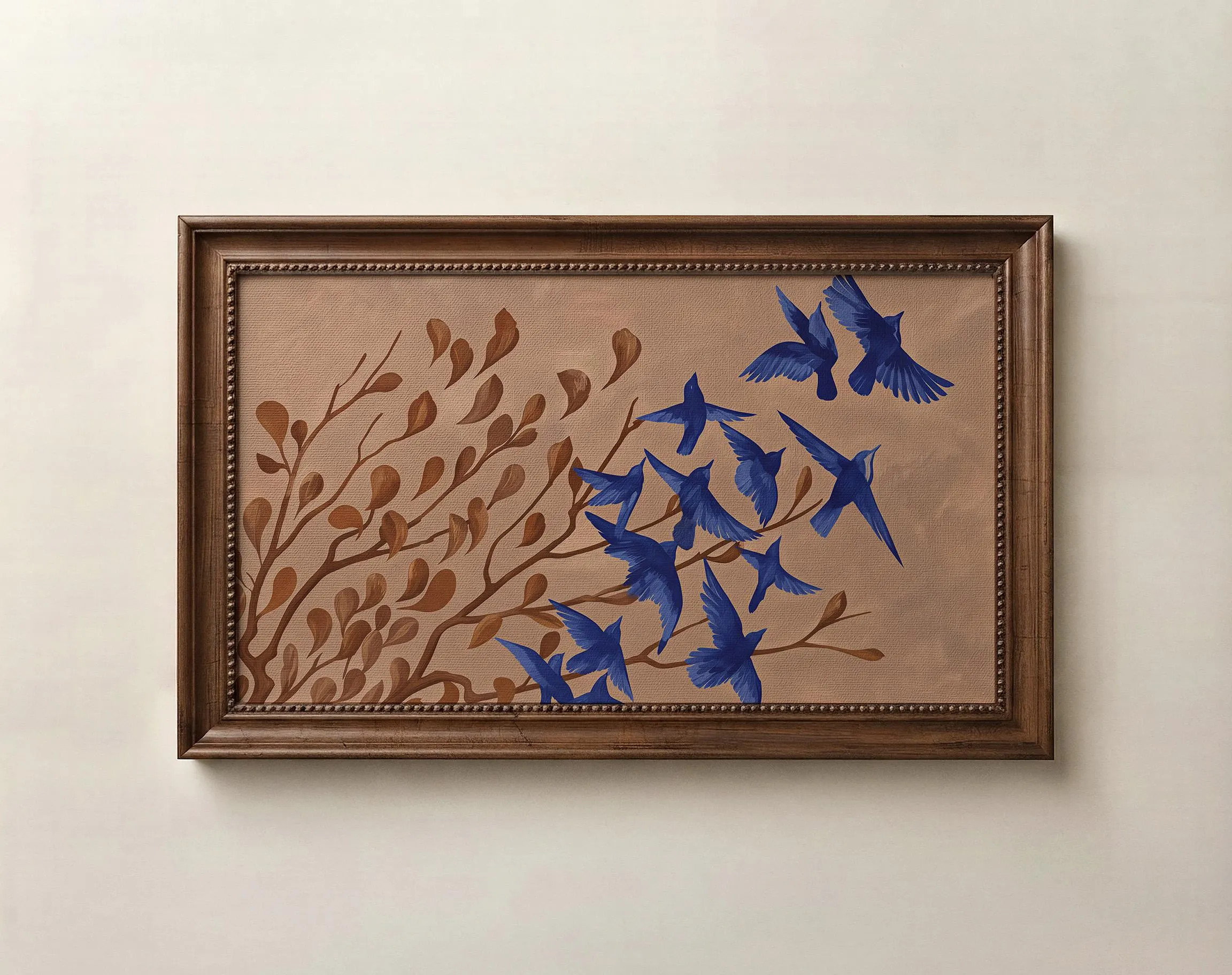 autumn Blue Bird Flock TV Art, Modern Folk Art fall tv artwork , Digital Download | Etsy (Global)