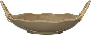 Creative Co-Op Stoneware Rattan Wrapped Handles, Reactive Crackle Glaze Bowl, 10" L x 8" W x 2" H... | Amazon (US)