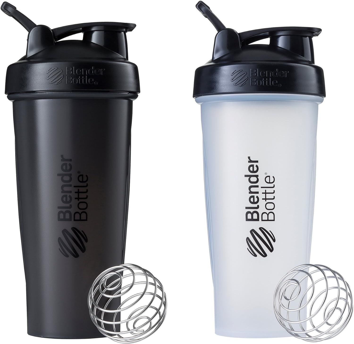 Blender Bottle Classic Loop Top Shaker Bottle, 28-Ounce 2-Pack, All Black and Clear/Black | Amazon (US)