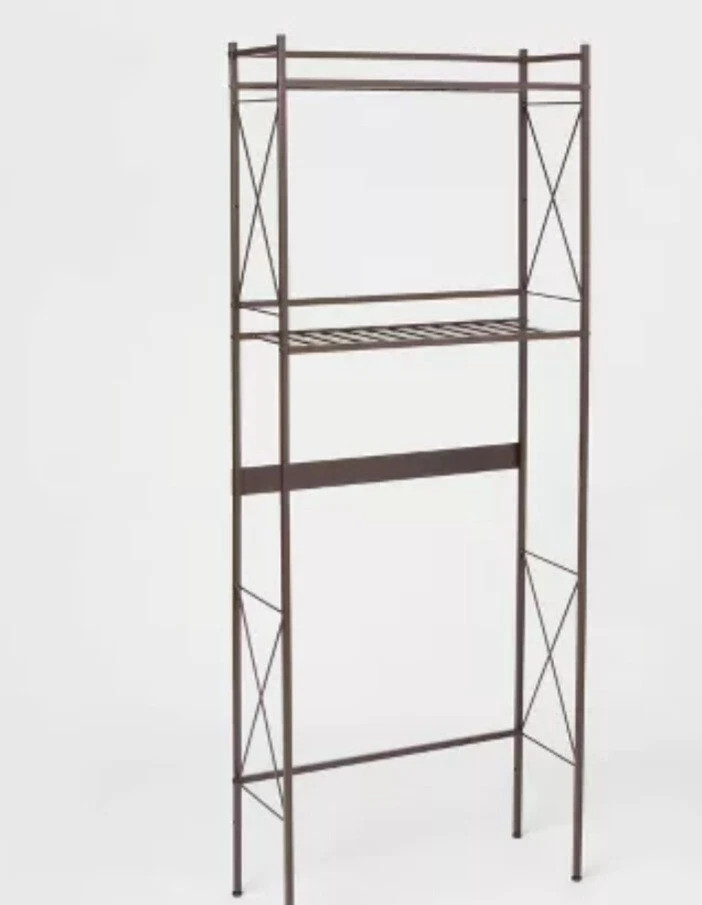 Threshold Square Tube Over The Toilet Shelves Etagere Brushed Nickel  ( New)  | eBay | eBay US