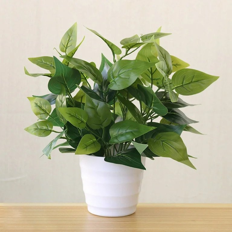 JSSH Artificial Leaves Potted Fake Foliage False Plants Outdoor Garden Home Decor - Walmart.com | Walmart (US)