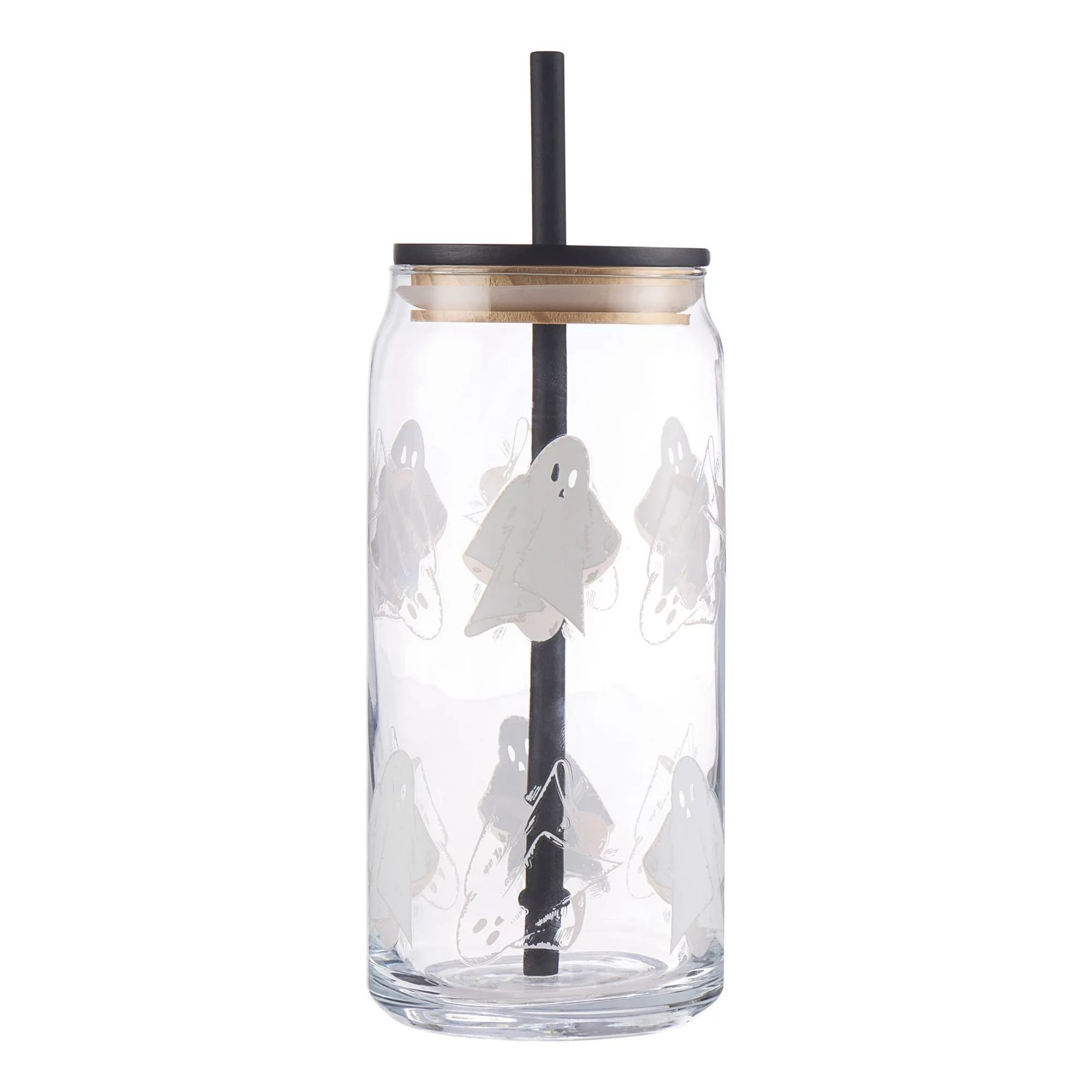 Way to Celebrate 20oz Glass Ghost Sipper with Lid &  Silicone Straw | Walmart (US)