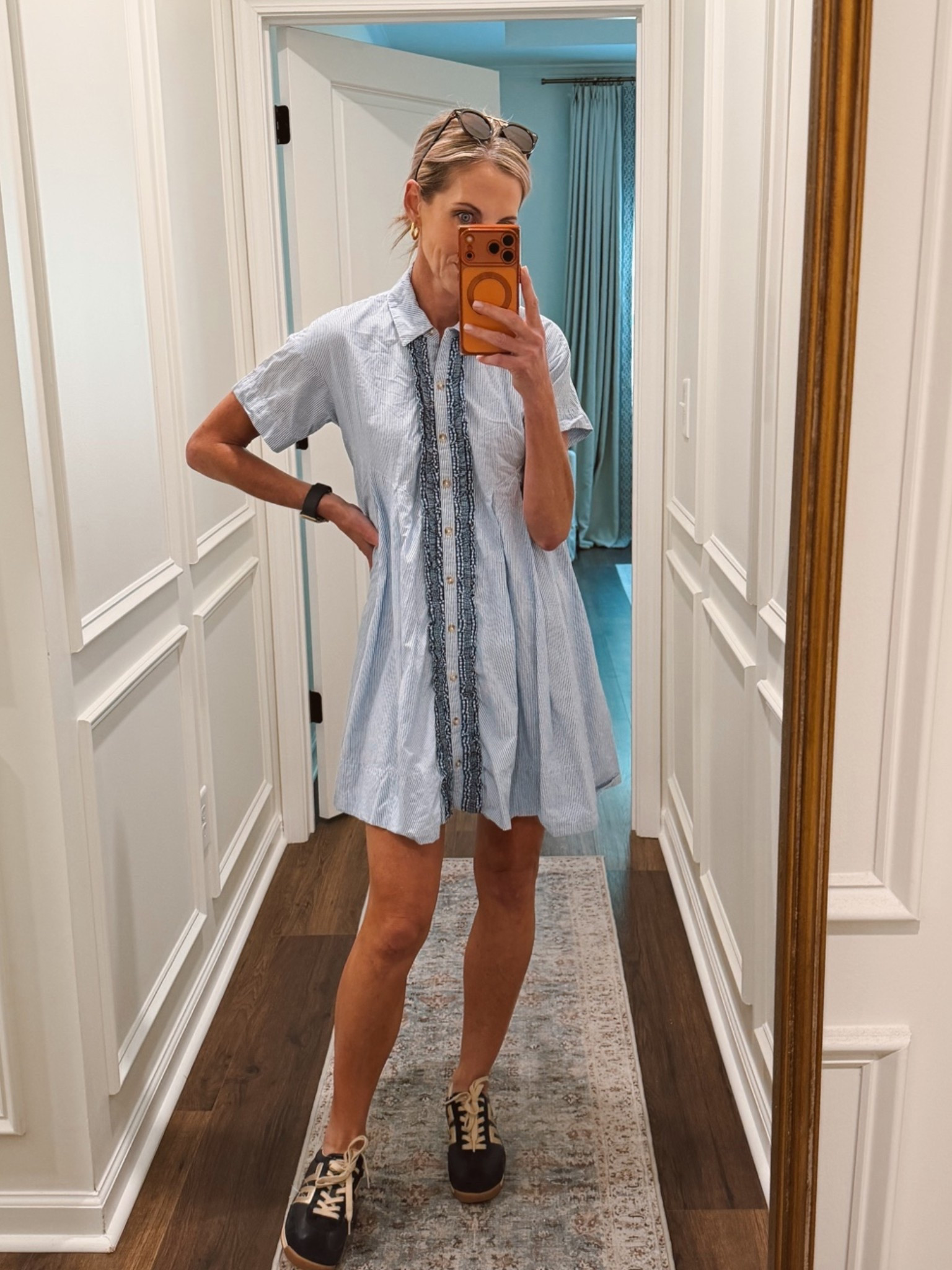My OOTD is this cotton ruffle, mini swing dress from Anthropologie and best news of all it is on sale!!! @Anthropologie