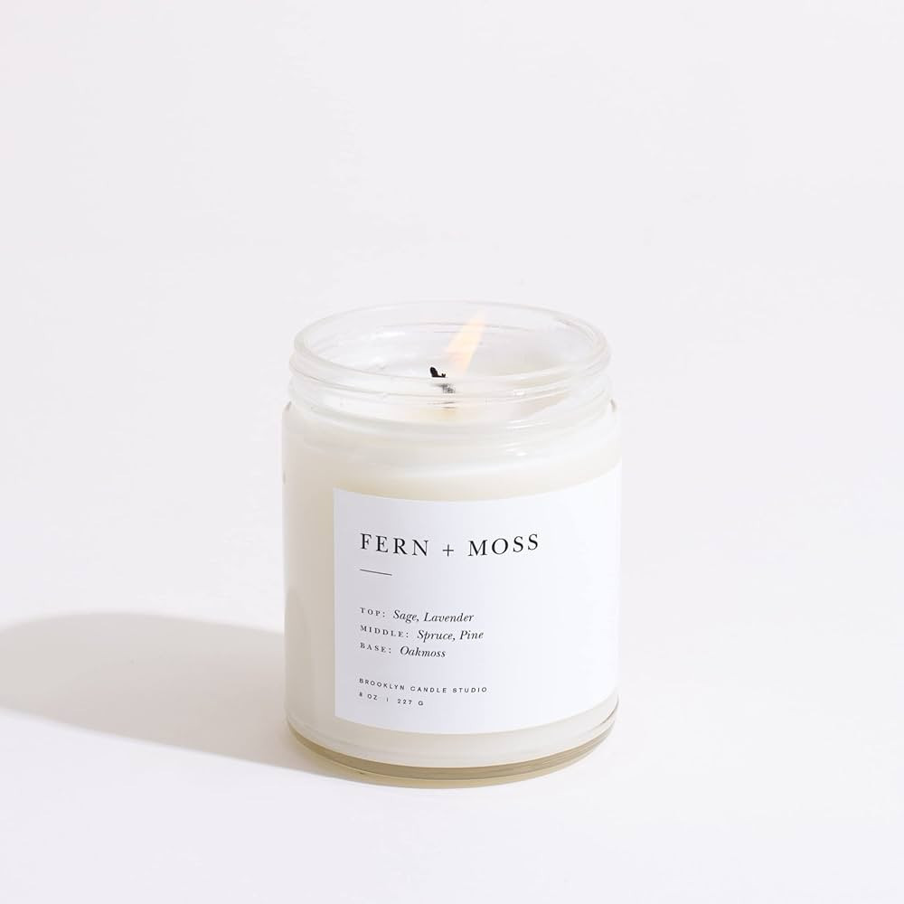 Brooklyn Candle Studio Fern + Moss - Vela minimalista | Vela perfumada de lujo de cera de soja ve... | Amazon (US)