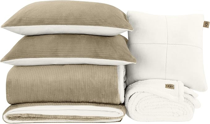 UGG Remina Comforter Set 5 Piece Bed in a Bag with Throw Blanket, Decorative Pillow, Shams, and R... | Amazon (US)