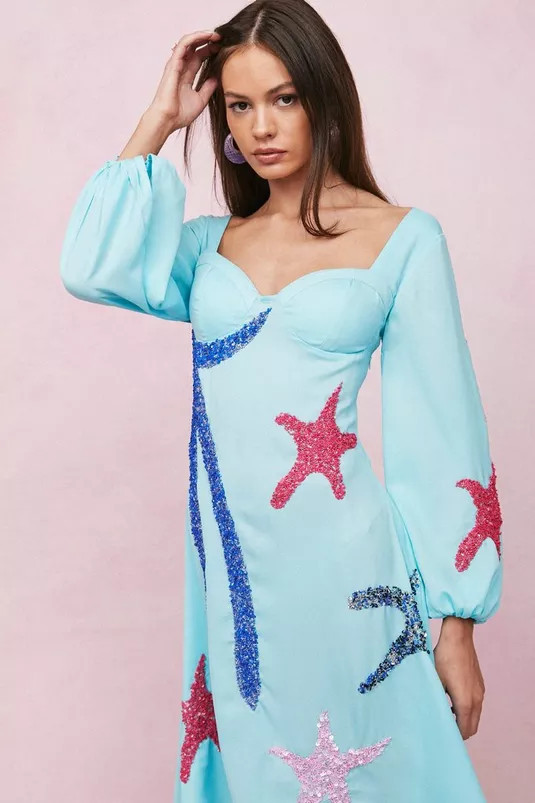 Sequin Embellished Starfish Maxi Dress | Nasty Gal (US)