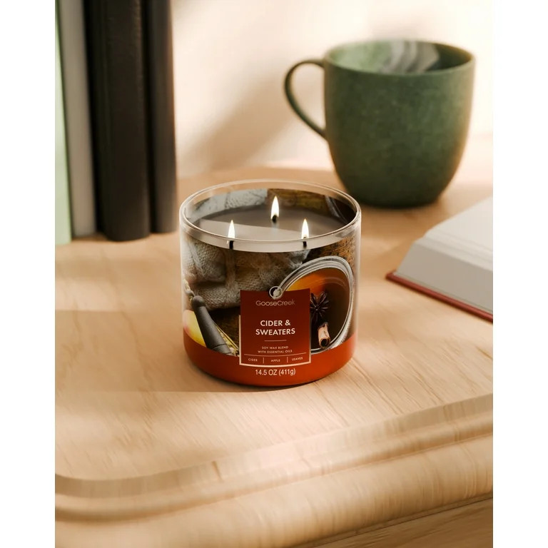 Goose Creek, Cider & Sweaters Scented 3-Wick Jar Candle, 14.5 oz, Amber | Walmart (US)