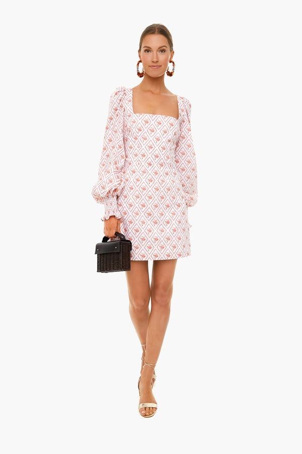 Salmon Diamond Toile Elliot Dress | Tuckernuck (US)