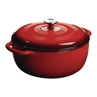 Enamelware 7.5 qt. Round Cast Iron Dutch Oven in Red Enamel with Lid | The Home Depot
